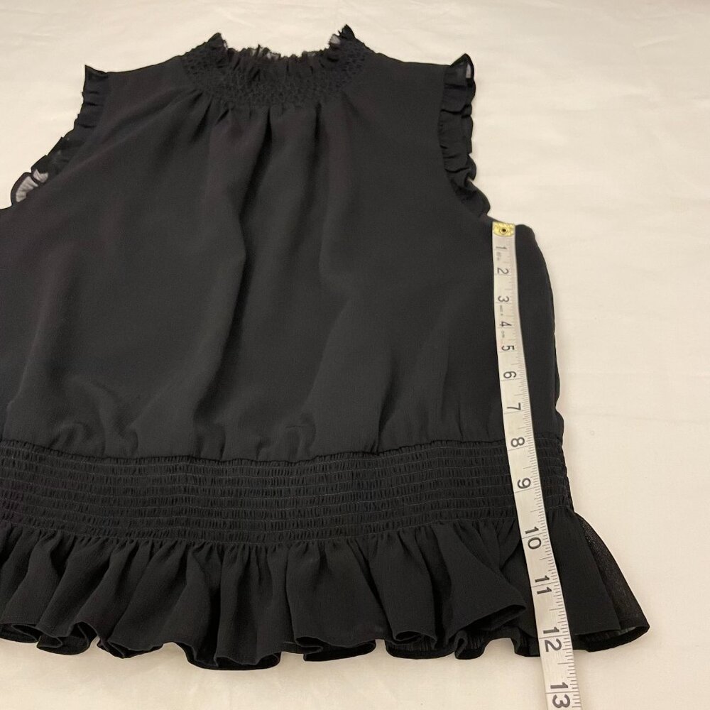 J. Crew Sleeveless Blouse Ruffled Smocked Neck and Waist - Picture 10 of 12